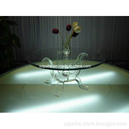 Transparent Lucite Flower Base Coffee Table